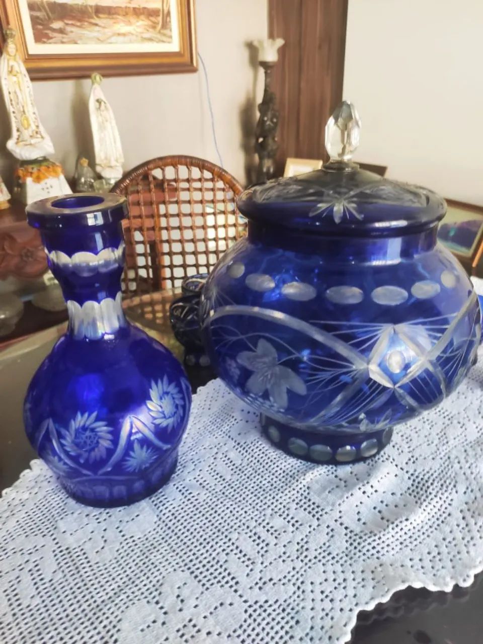 Conjunto de Punch Bowl e Taças de Cristal Azul - Foto 2