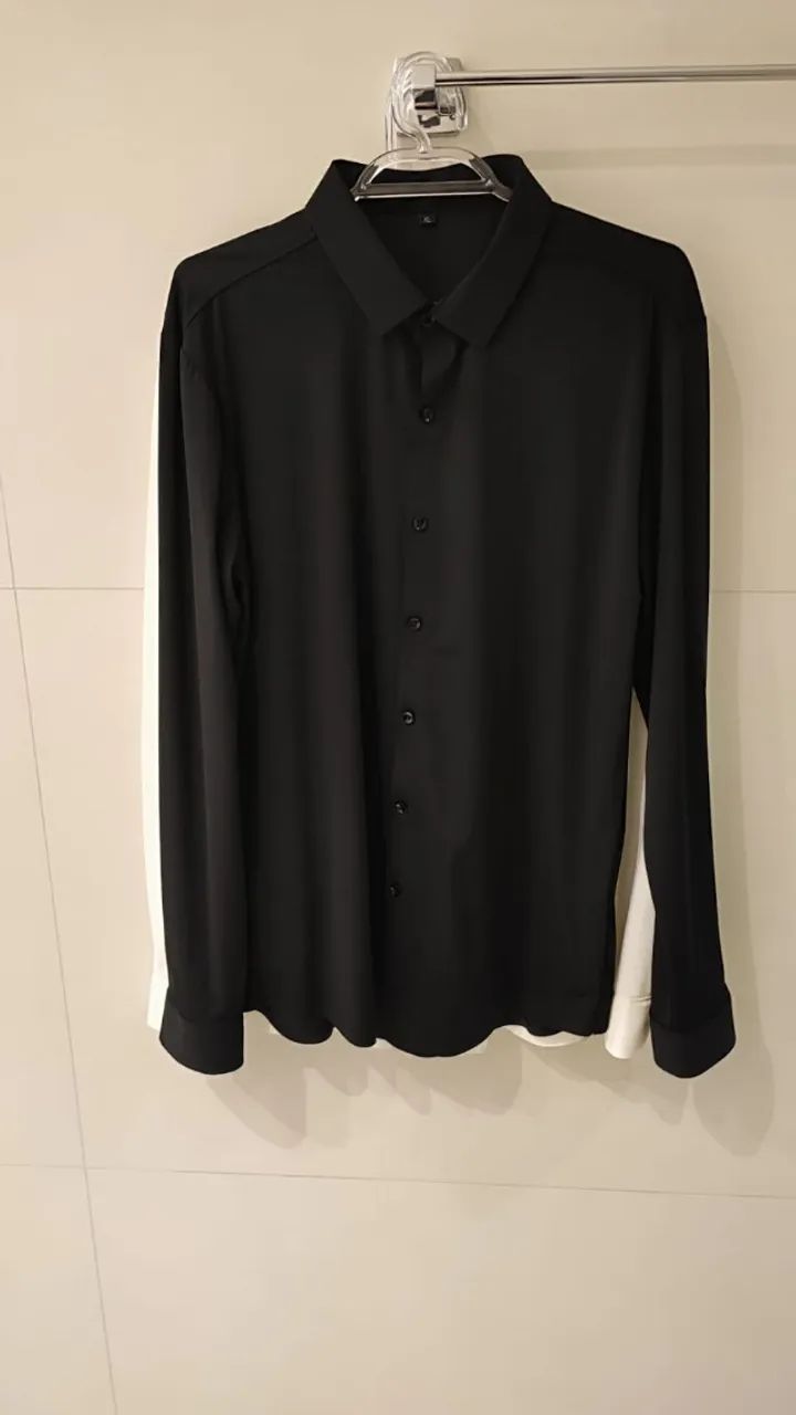 Camisa Social Preta com elastano, não amassa! - Foto 2