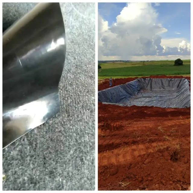 Geomanta PVC Preta 0,8 mm c/ Bidim acoplado para Lagos Ornamentais, Lajes, Jardins 7 x 5,5 - Foto 2