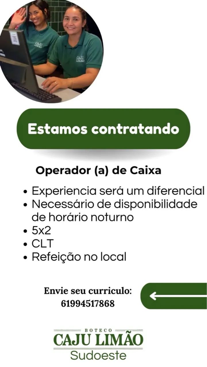 BOTECO CAJU LIMÃO CONTRATA SUDOESTE