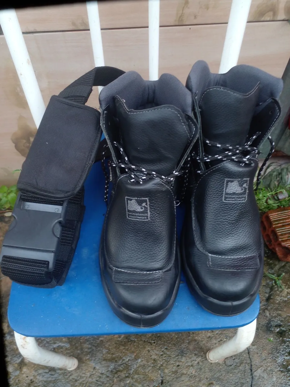 Botas de Segurança Preta vau com cinto de guarnição. 80 reias * proteção pé