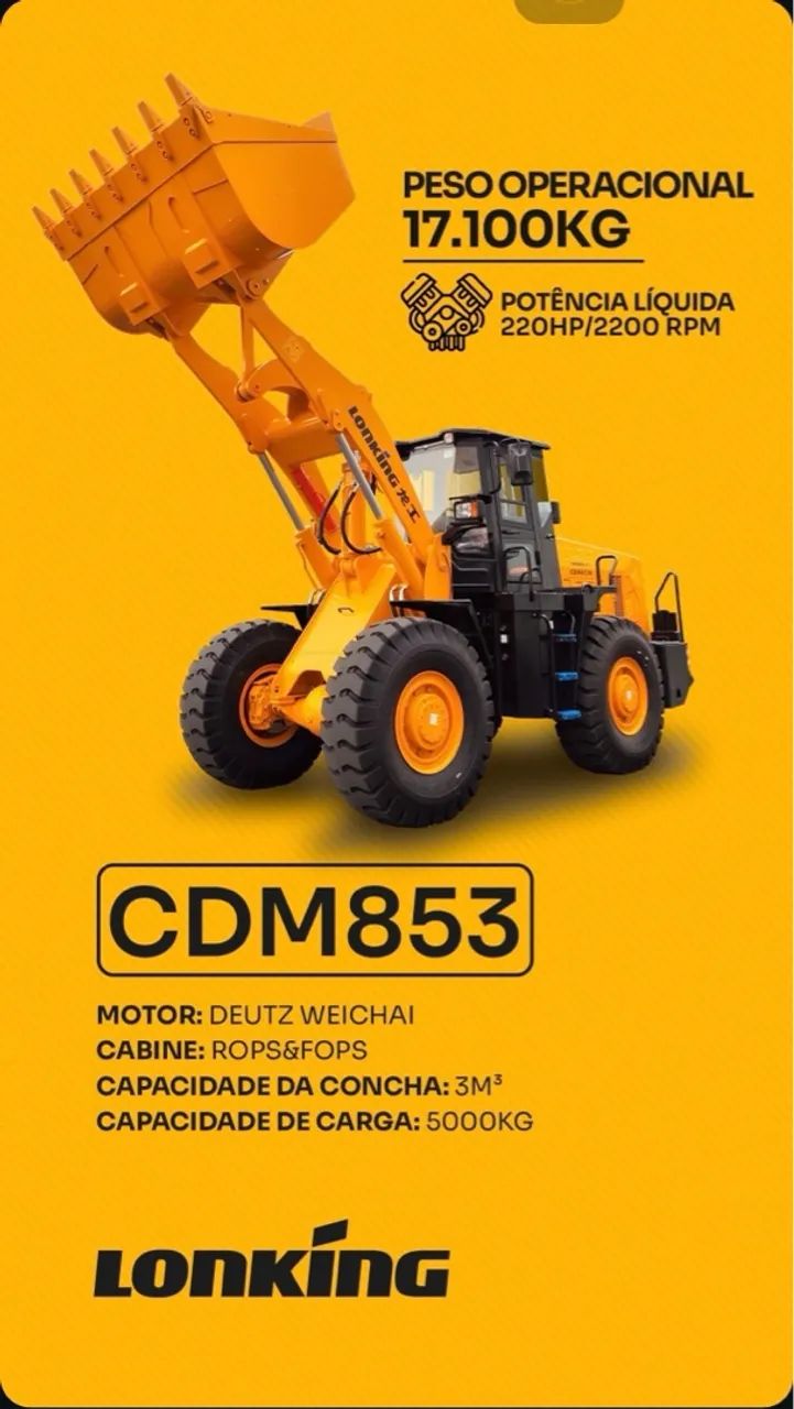Pá Carregadeira Lonking CDM833 - 10.500KG - Foto 4