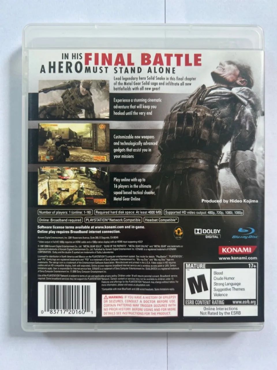 metal gear solid 4: edição padrão do guns of the patriots mgs4 ps3 físico - Foto 2