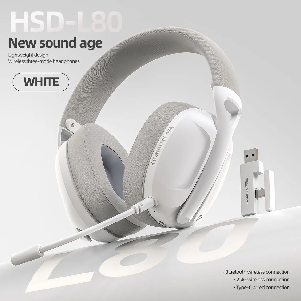Fone de ouvido Bluetooth SMAILWOLF L80 Branco