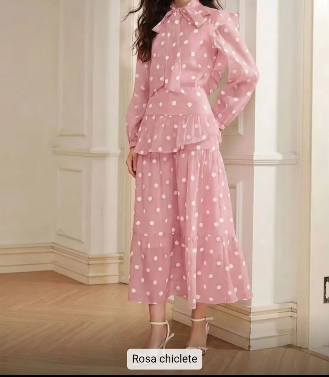 Conjunto de saia rosa 