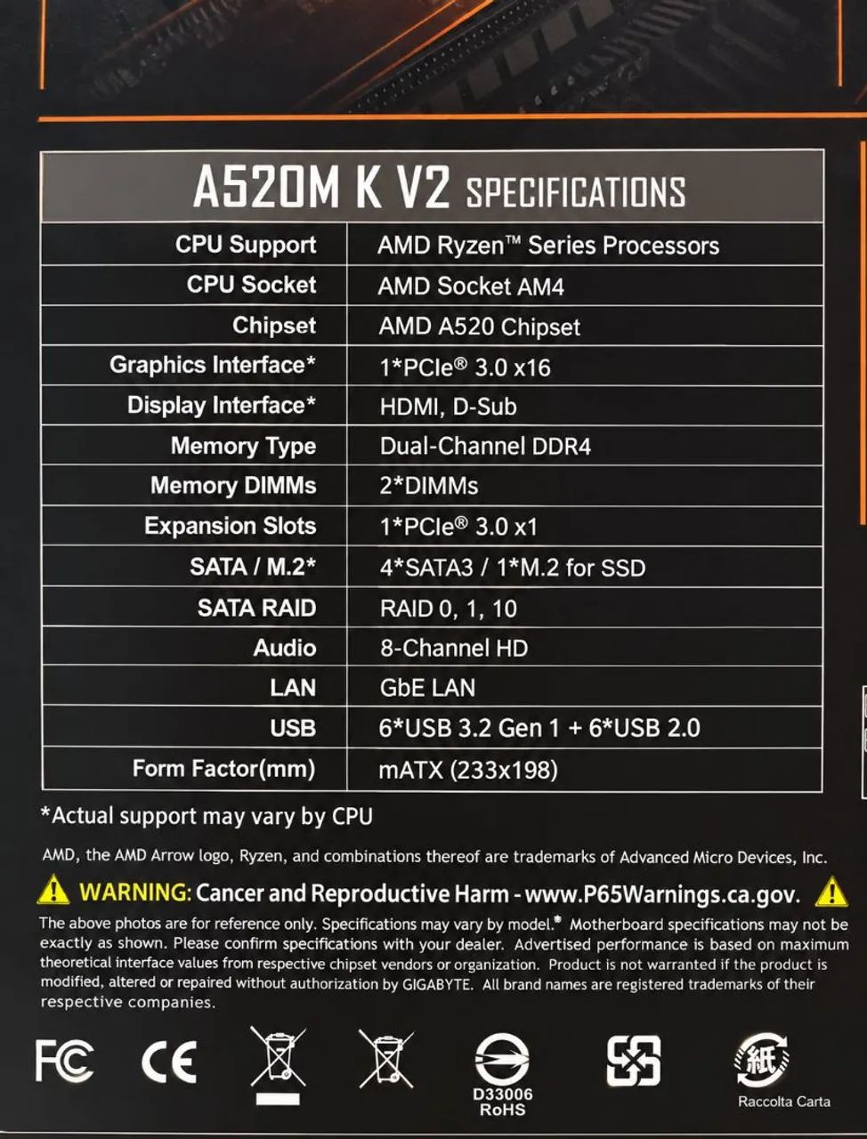 PLACA MAE GIGABYTE A520M K V2 - NOVA NUNCA USADA - Foto 4