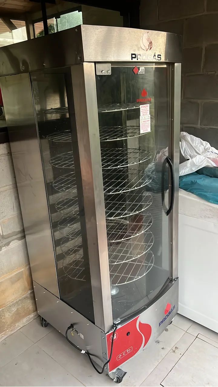Assadeira frango carnes 128kg 8 grelhas + mesa inox profissional - Foto 2