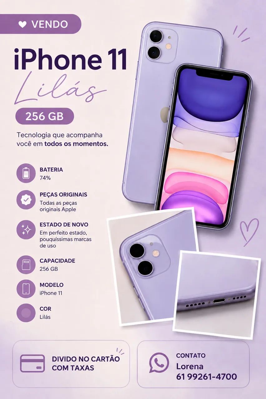iPhone 11 Lilás 256gb  - Foto 3