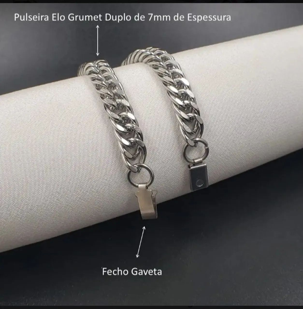 Pulseira masculina aço inox 