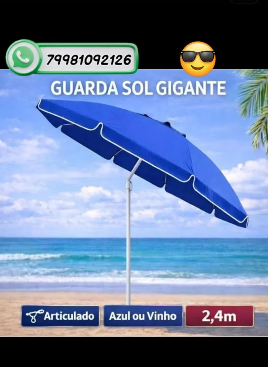 Guarda-Sol Gigante 2,40m Premium Articulado, pronta entrega proteção garantida  ; ) - Foto 3