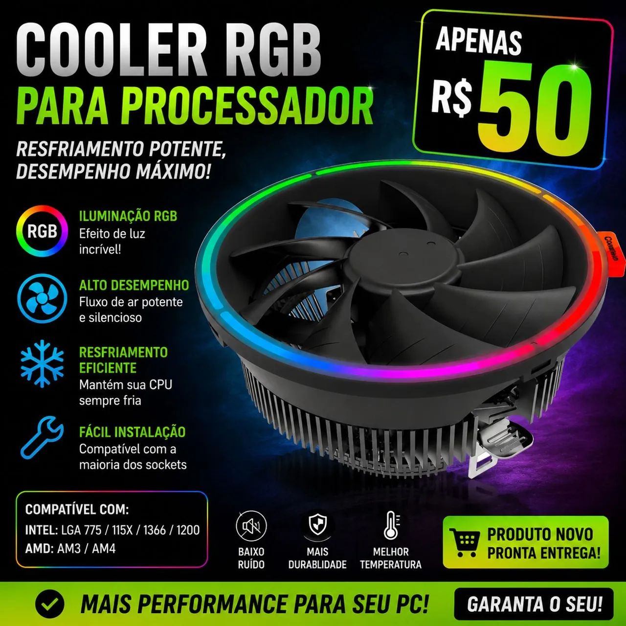 Cooler para processador INTEL/AMD