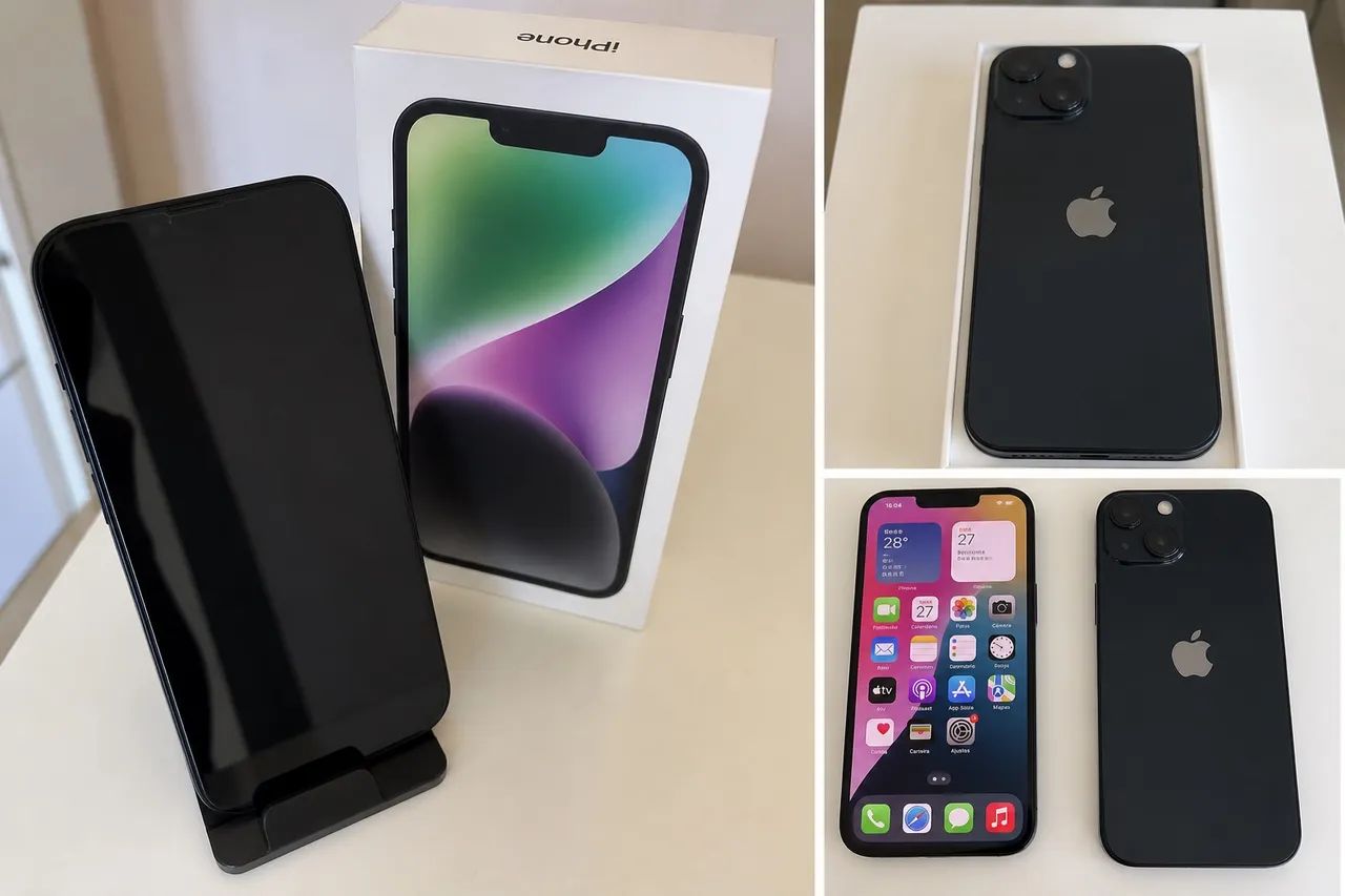 iPhone 14 Preto 256GB Conservado + Caixa - Celulares e Smartphones