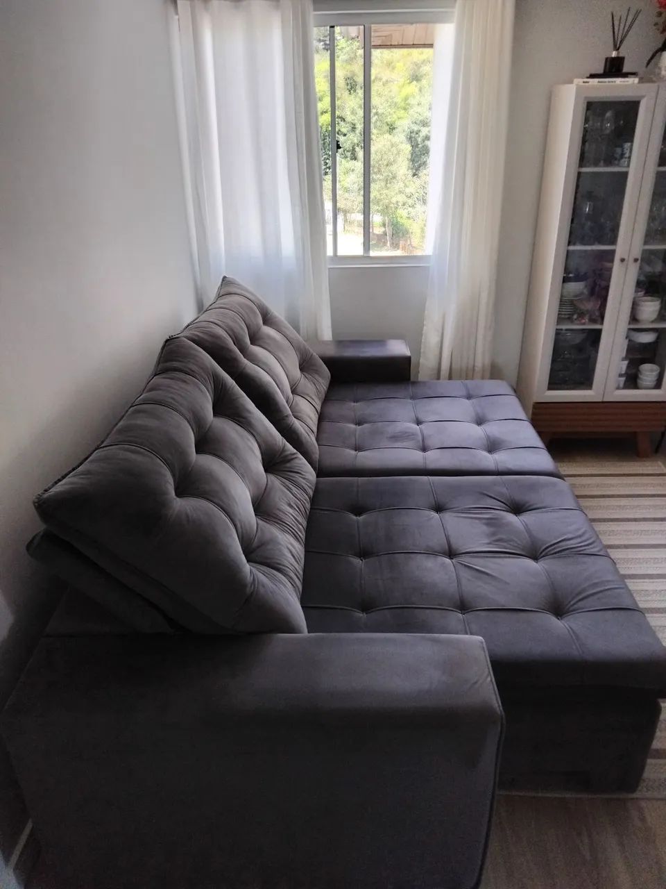 Sofá Retrátil Cinza - Foto 2