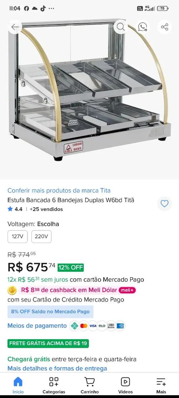 Estufa para salgados