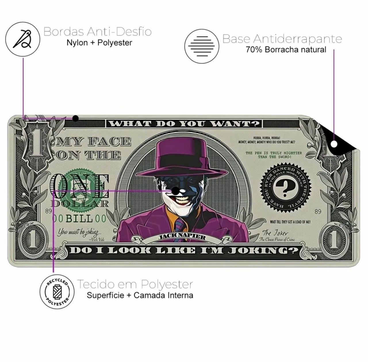 Mousepad 90x40 Coringa dólar - Foto 2