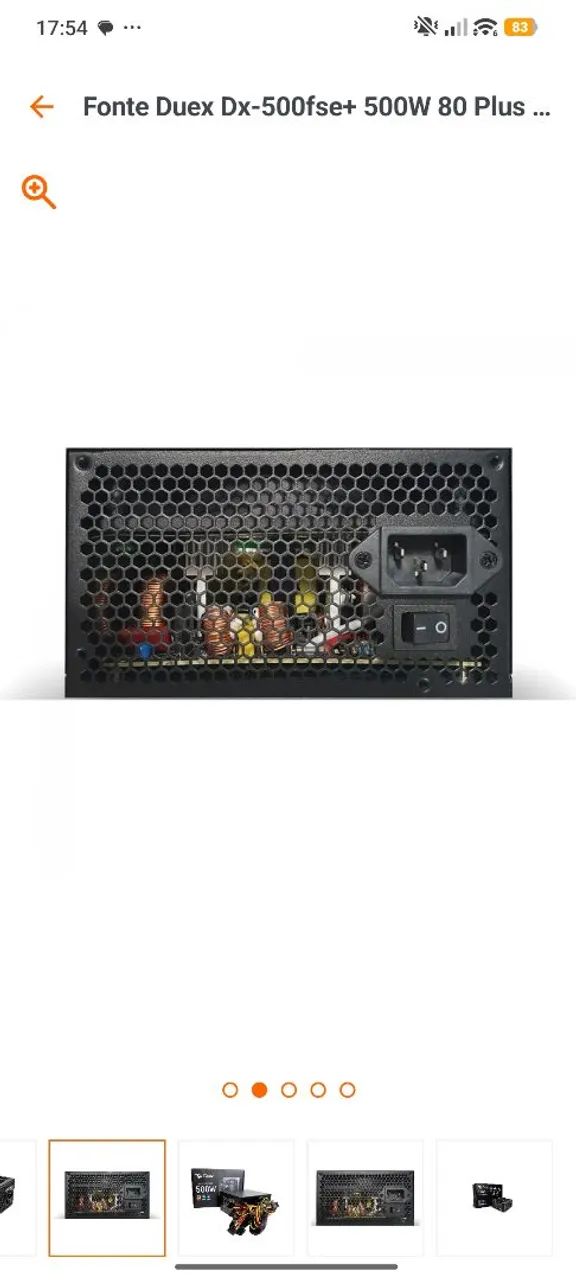 Fonte de computador duex 500w, PFC ativo, bivolt automático, 80plus bronze - Foto 2