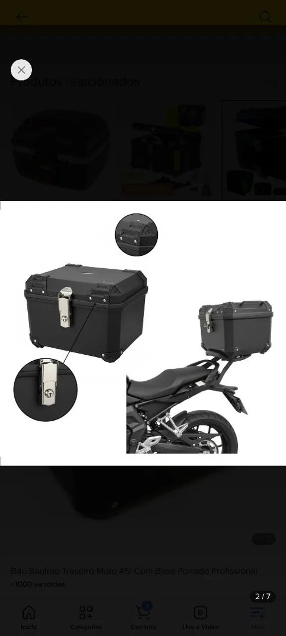 Baú para moto com suporte  - Foto 2
