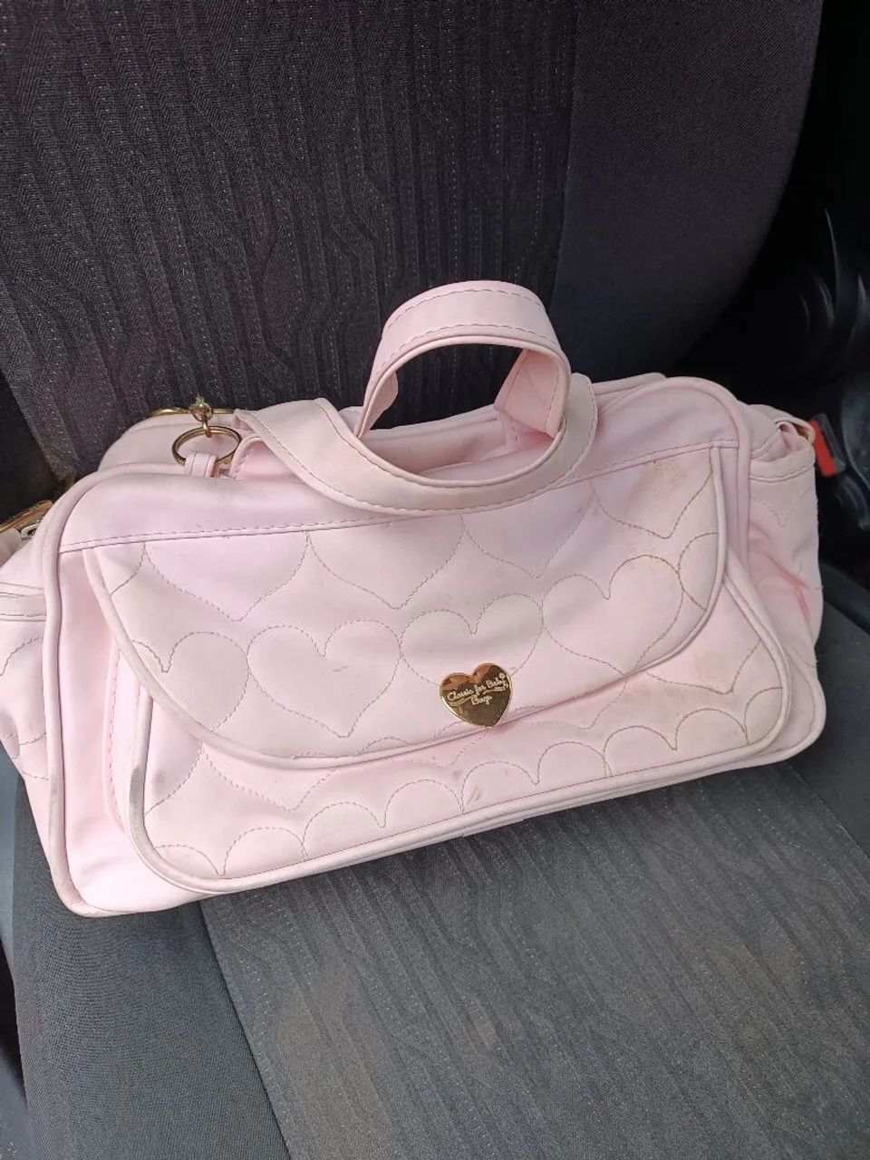 Bolsa Feminina Rosa com Corações - Linda e Conservada
