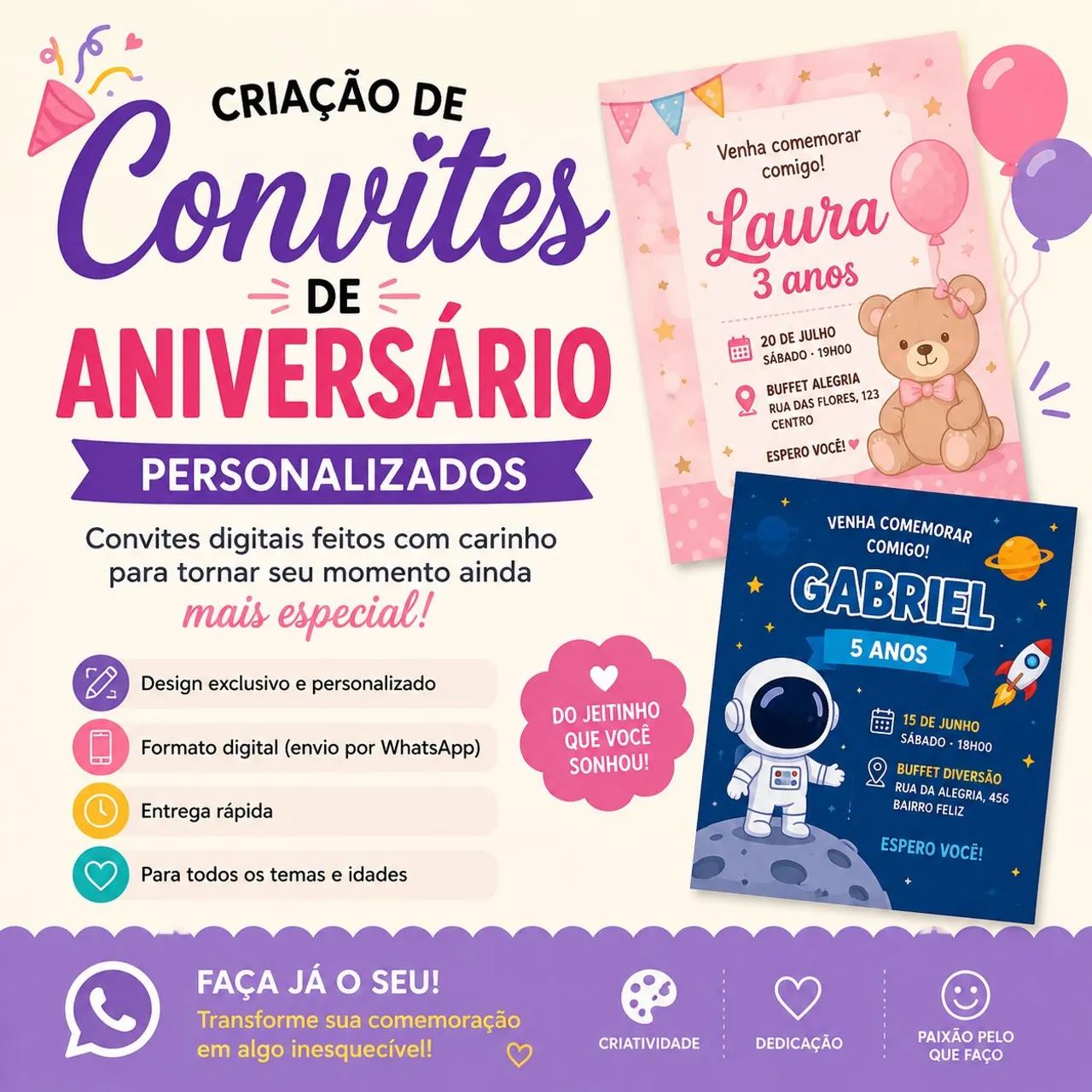 Criação de convites 