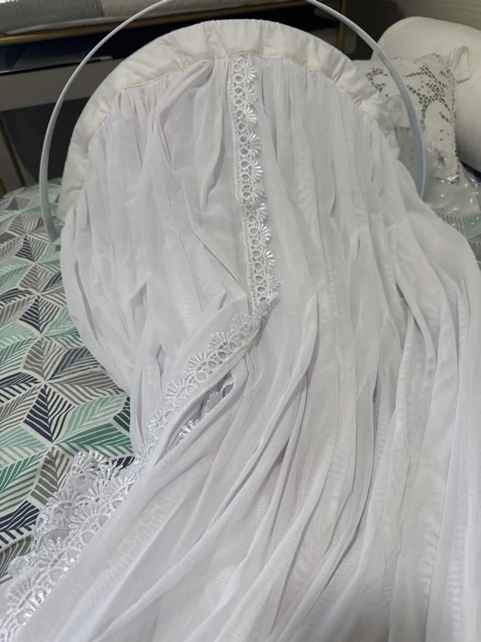 Véu e dossel branco para quarto de bebê  - Foto 4