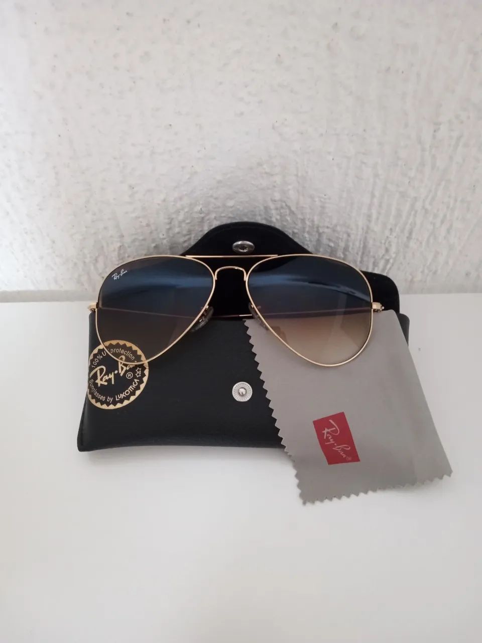 Óculos Aviador Ray-Ban Marrom Degradê  - Foto 5