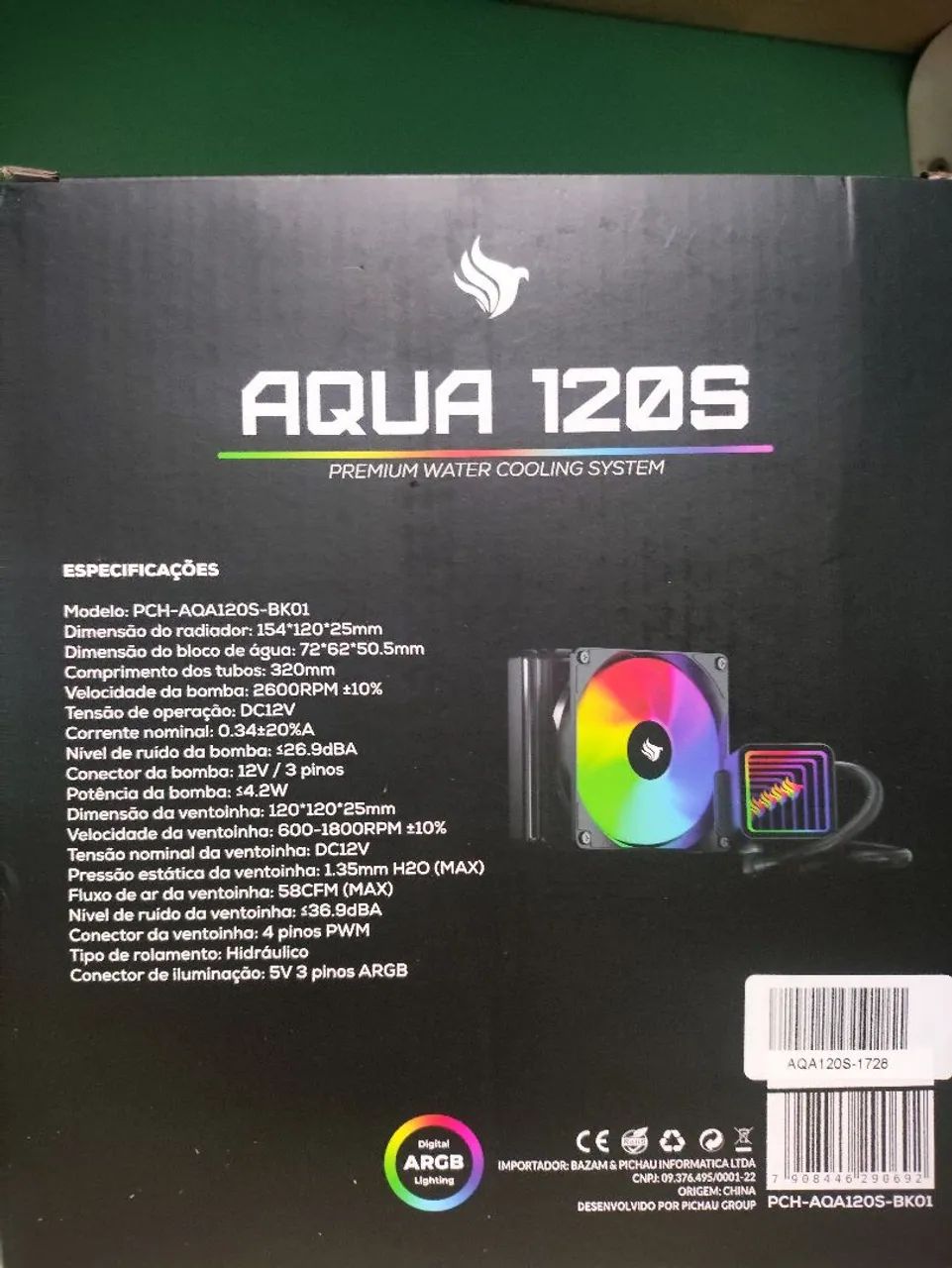 Water cooler PICHAU Aqua 120S ARGB 120mm - Foto 2