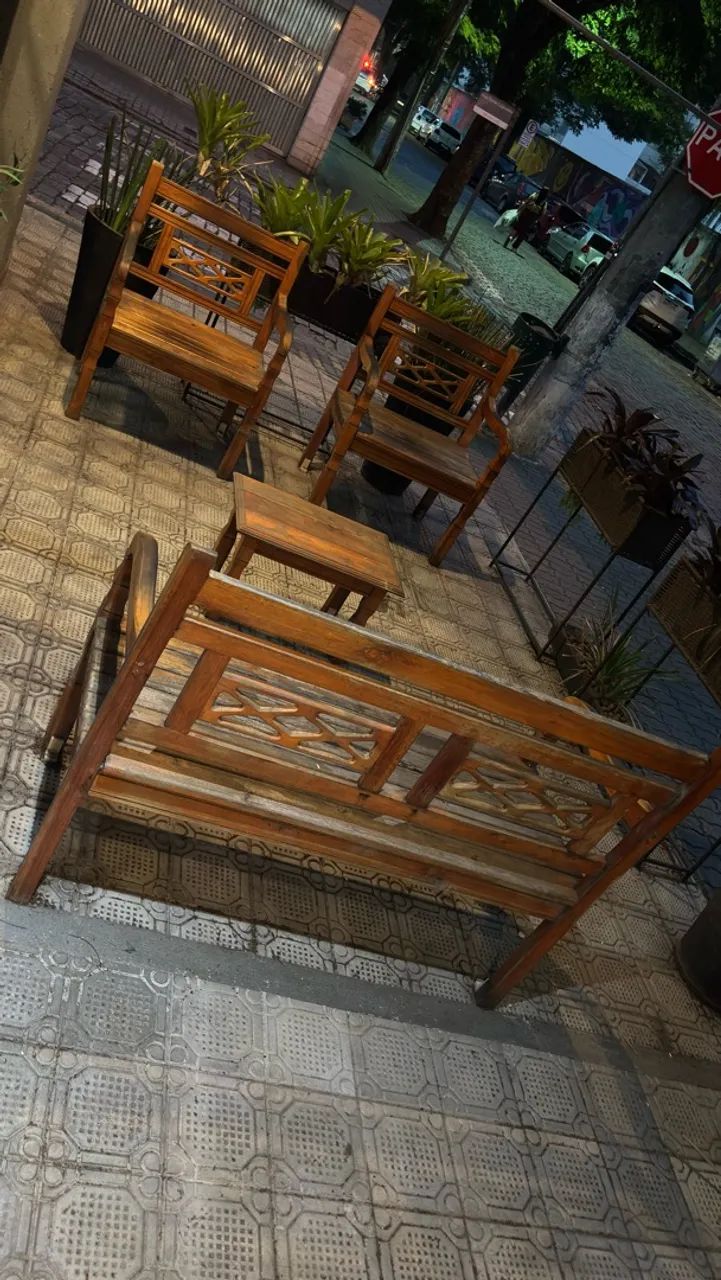 Conjunto sofá madeira - Foto 4