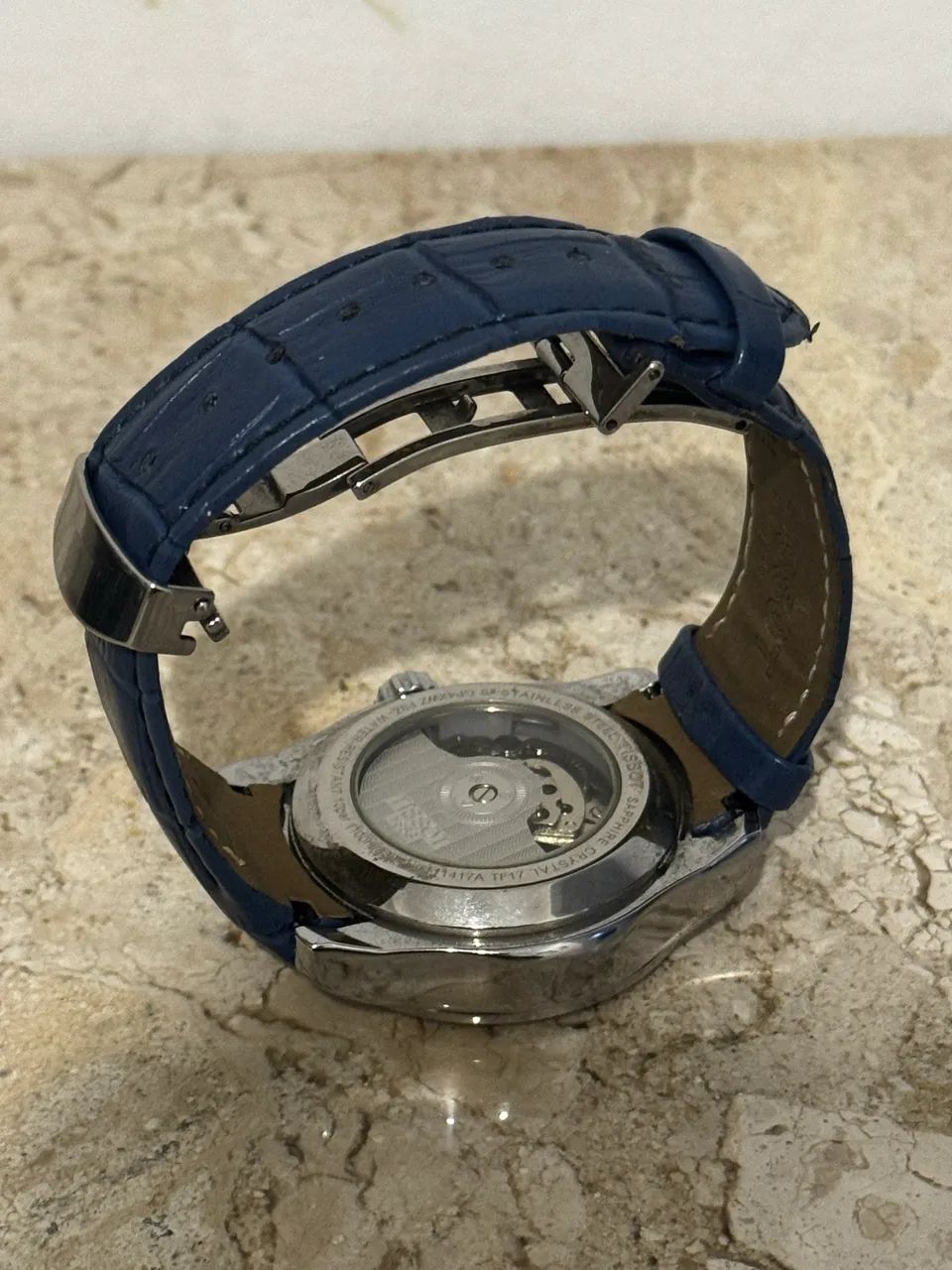 Relógio Tissot 1853 Automático Open Heart Azul - Couro - Foto 3