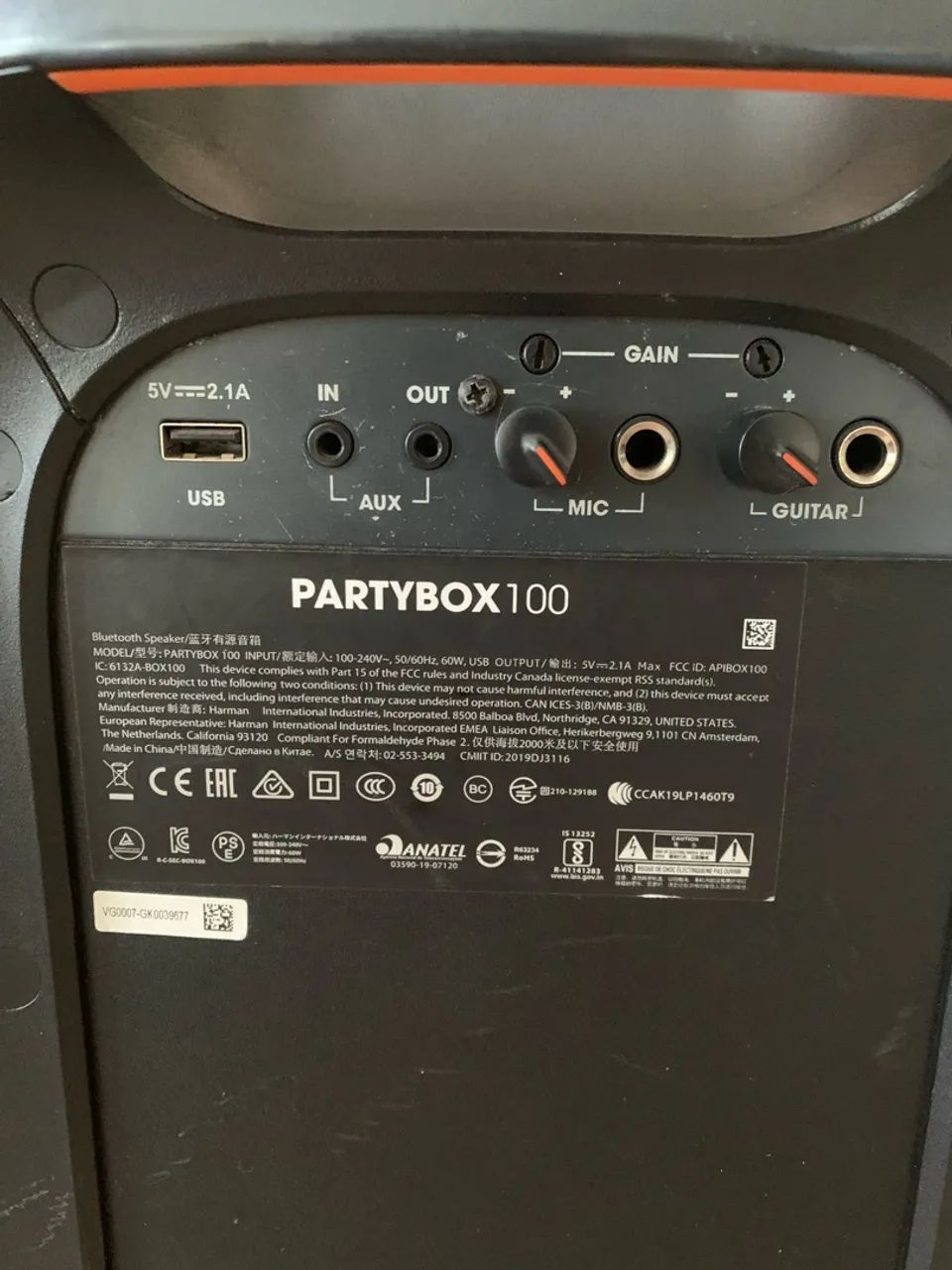 JBL PartyBox 100 Original - 160W - Funcionando - Bateria Viciada - Foto 4