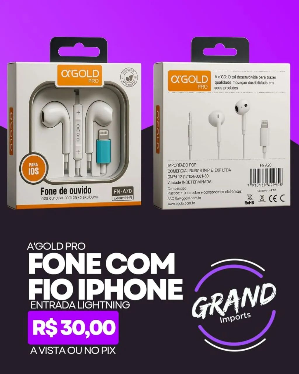 Fone com Fio tipo C 