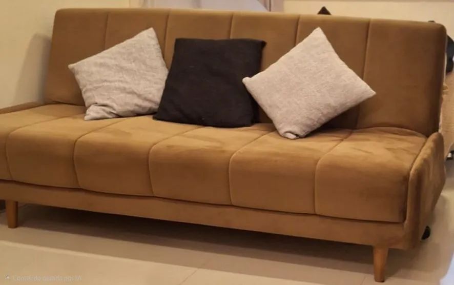 Sofá cama tecido  sued  cor café 