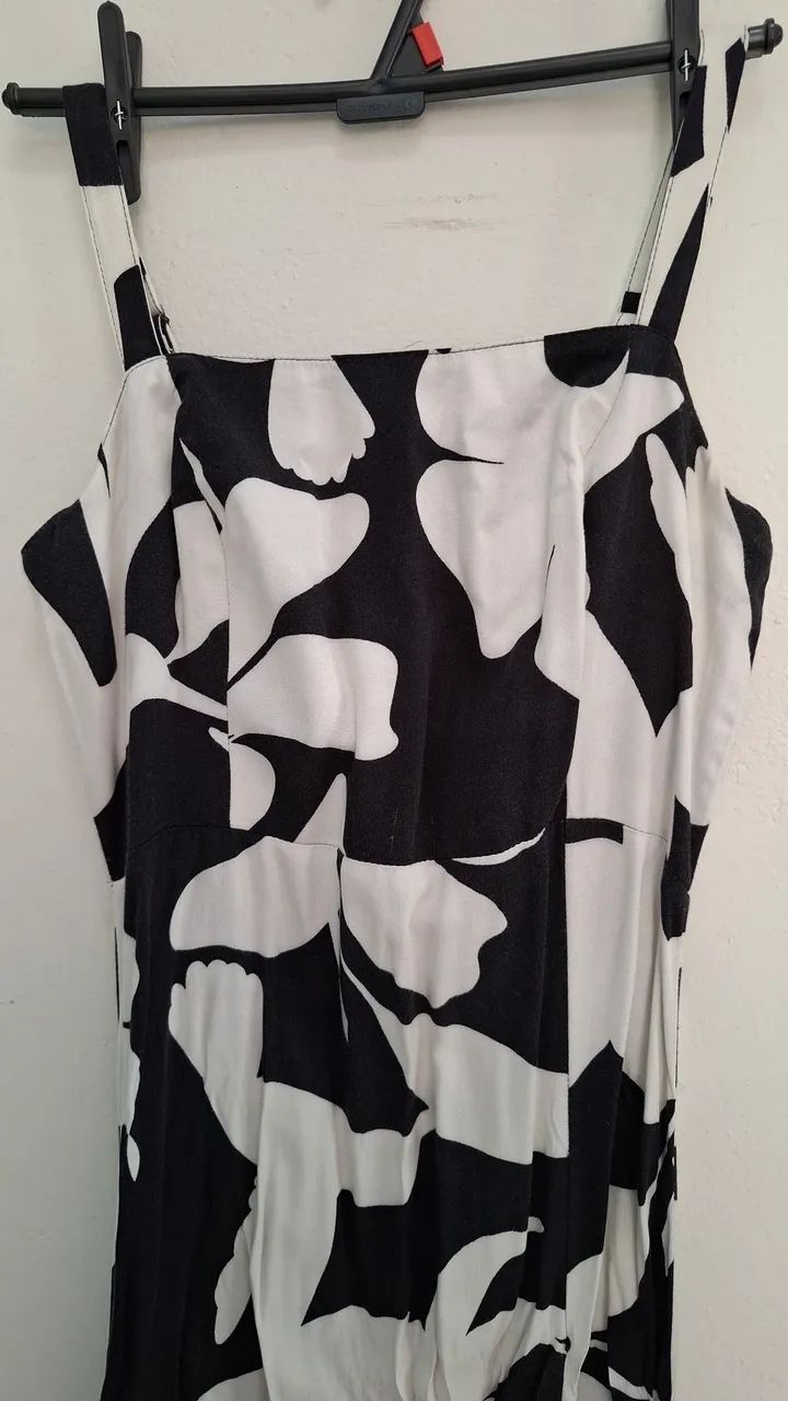 Vestido midi YSC com estampa floral preto e branco