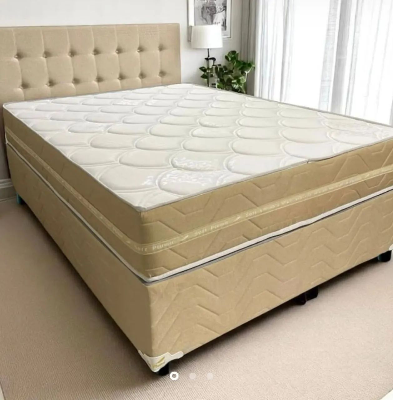 Cama box casal Colchão de Espuma - Cannes 1.38x 1.88