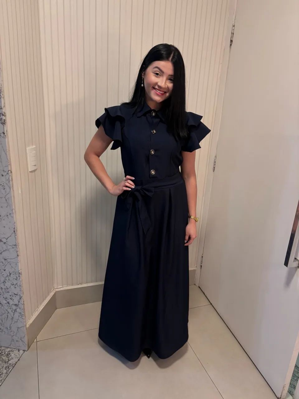 VESTIDO AZUL MARINHO ELEGANTE 