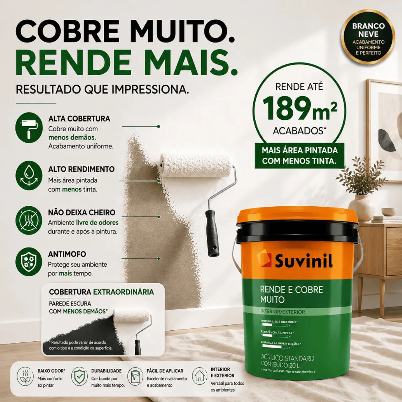 Tinta Branco Neve Suvinil 20L - Foto 4