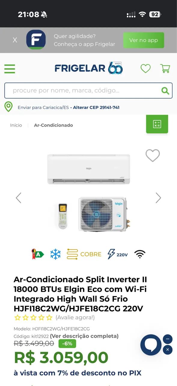 Vendo Ar condicionado NOVO LACRADO 18.000 BTUS