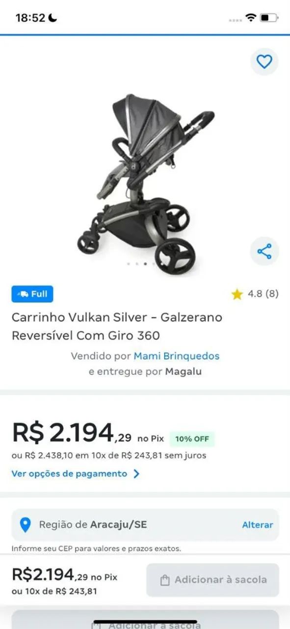 CARRINHO BB GALZERANO VuLKAN 360 Giro