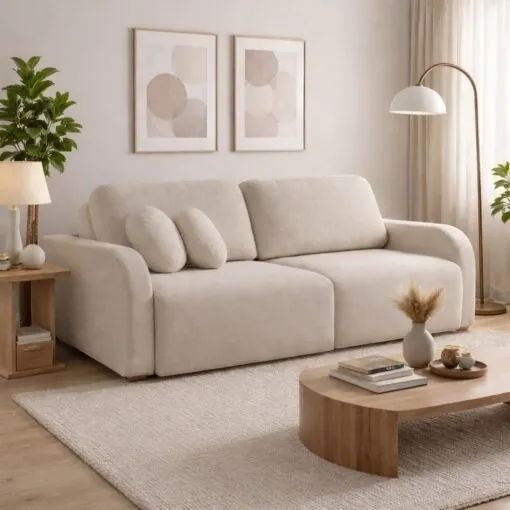 Sofá Cama Bellagio 230 cm Linho bege. Pronta Entrega.
