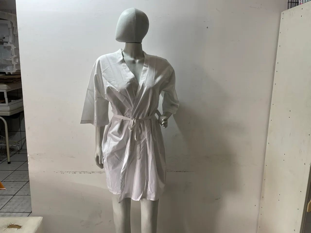 Lote 7 Aventais Branco Novos de Popeline com Cinto - Foto 2