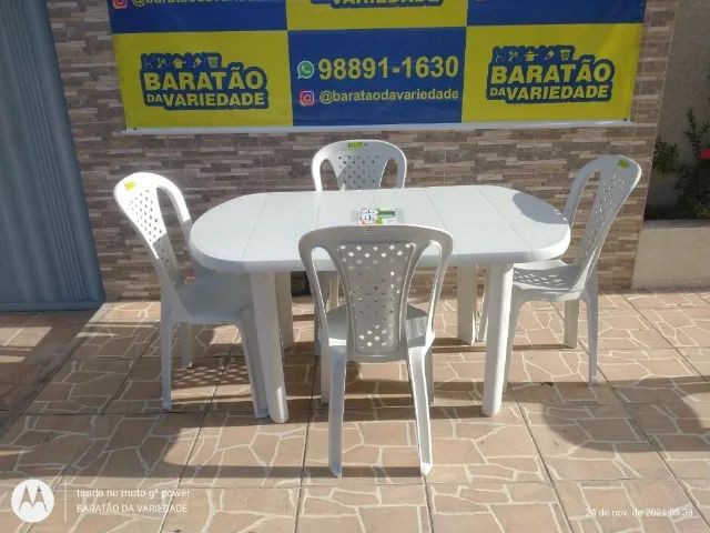 JOGO DE MESA RETANGULAR DESMONTAVEL C/04 CADEIRAS - Foto 3