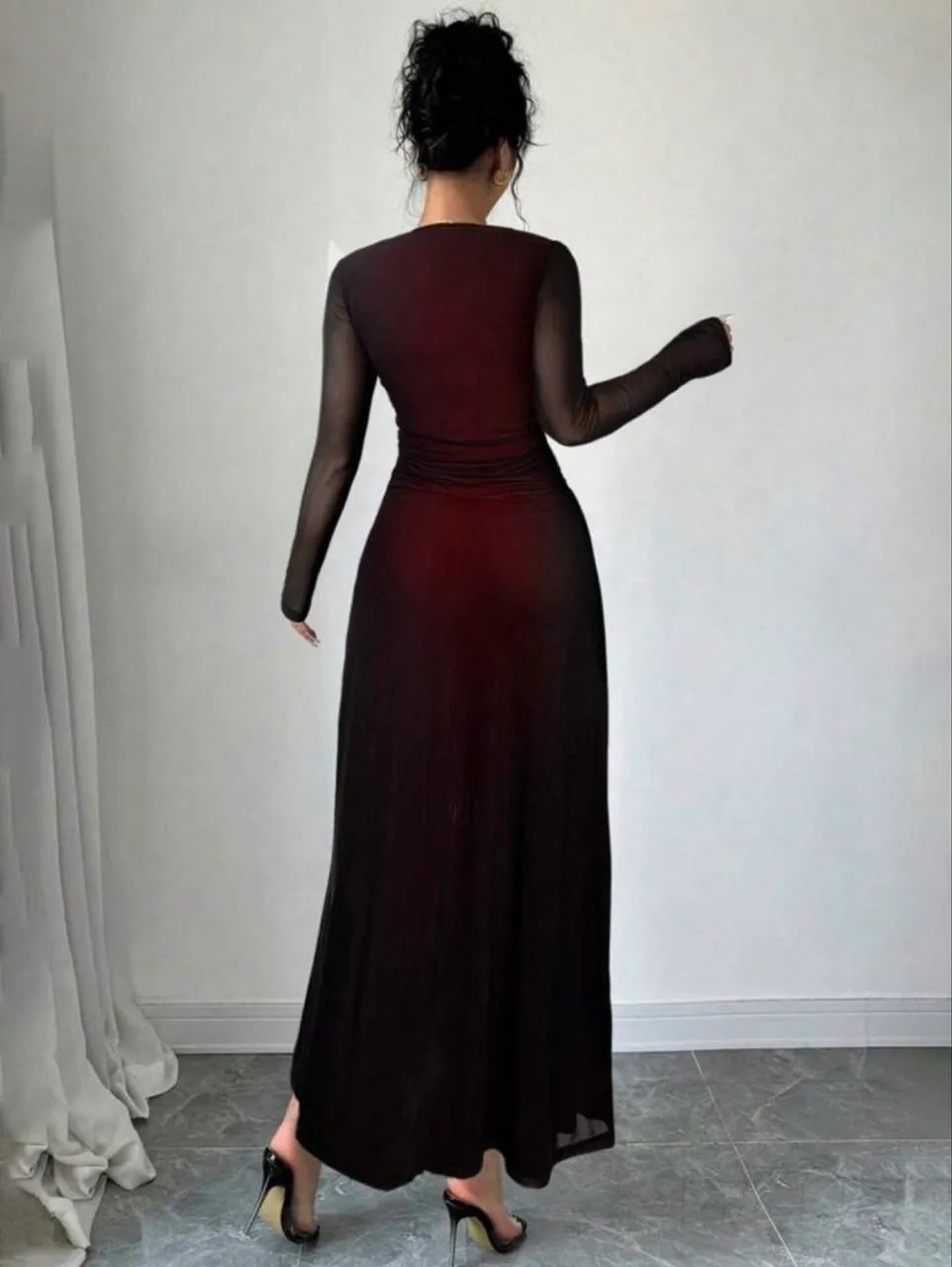 Vestido longo elegante manga comprida gala - Foto 3