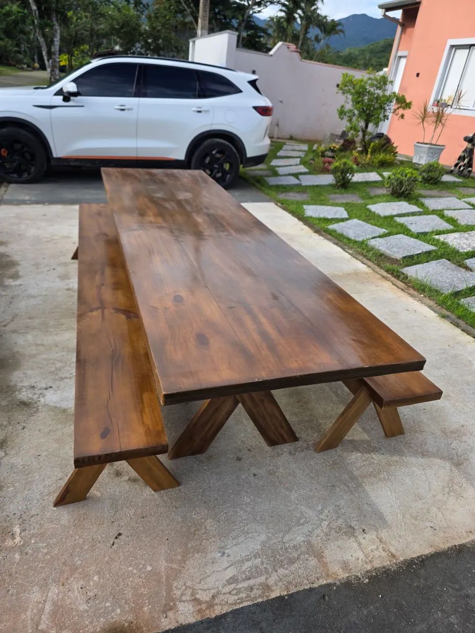 Mesa nova rústica para área gourmet área churrasco  - Foto 4