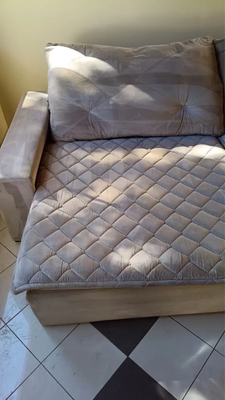 Sofá completo beige vira cama  - Foto 3