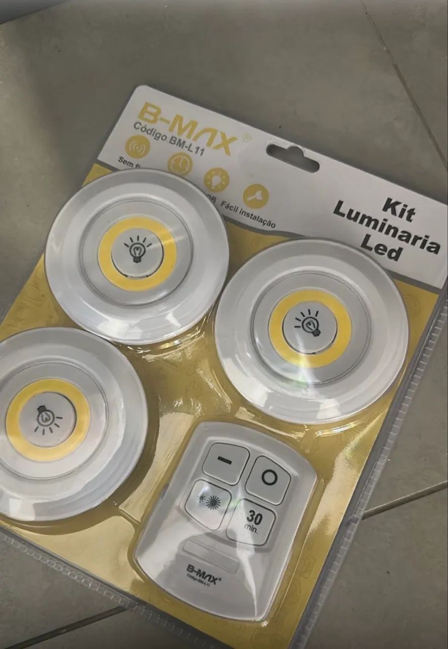 6 luminárias led spot teto ou parede sem fio com controle 