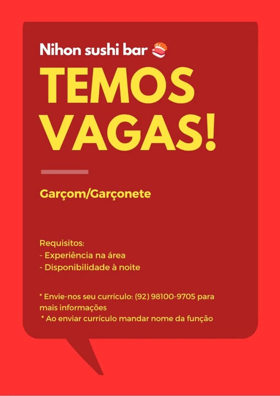 Vaga para atendente 