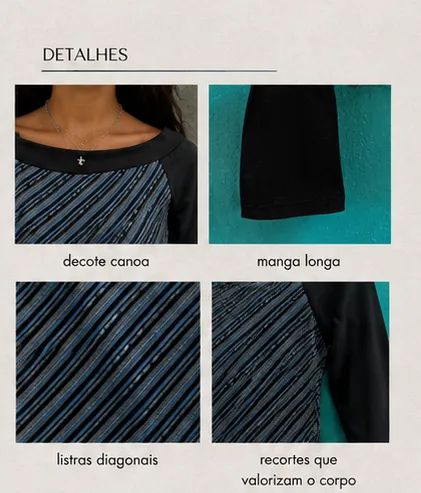 Blusa Manga Longa Listrada com Decote Canoa - Foto 4