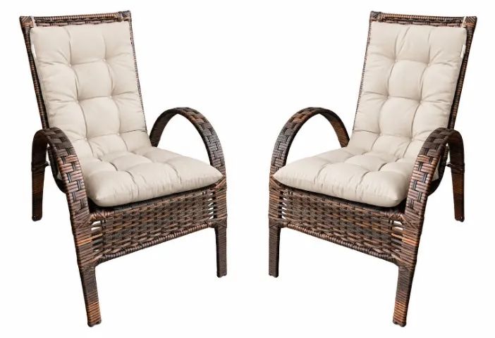 KIT 2 CADEIRAS JUNCO, COM ALMOFADAS FUTON