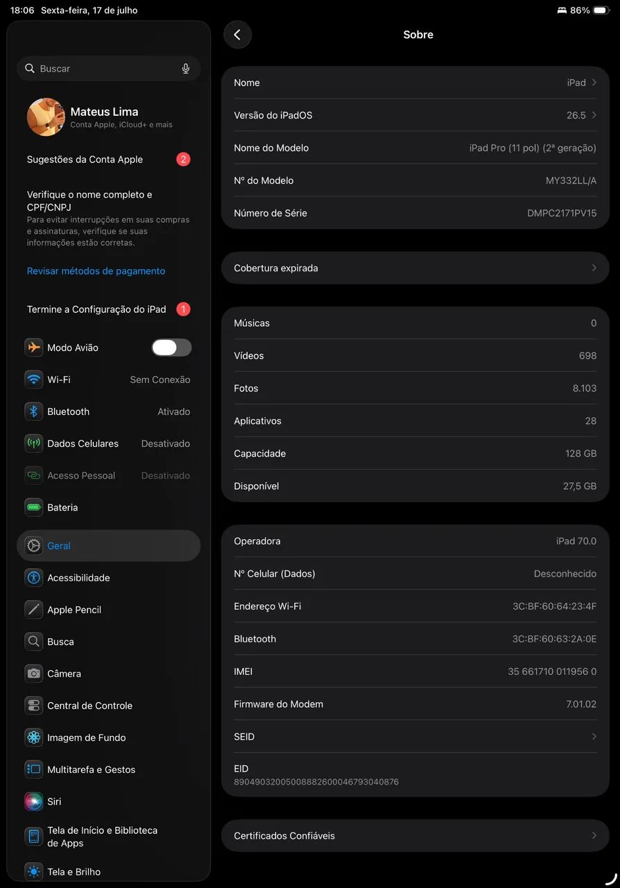 [VENDA] IPad Pro 11 Polegadas - Geração 02 + Apple Pencil e Acessórios - Foto 5