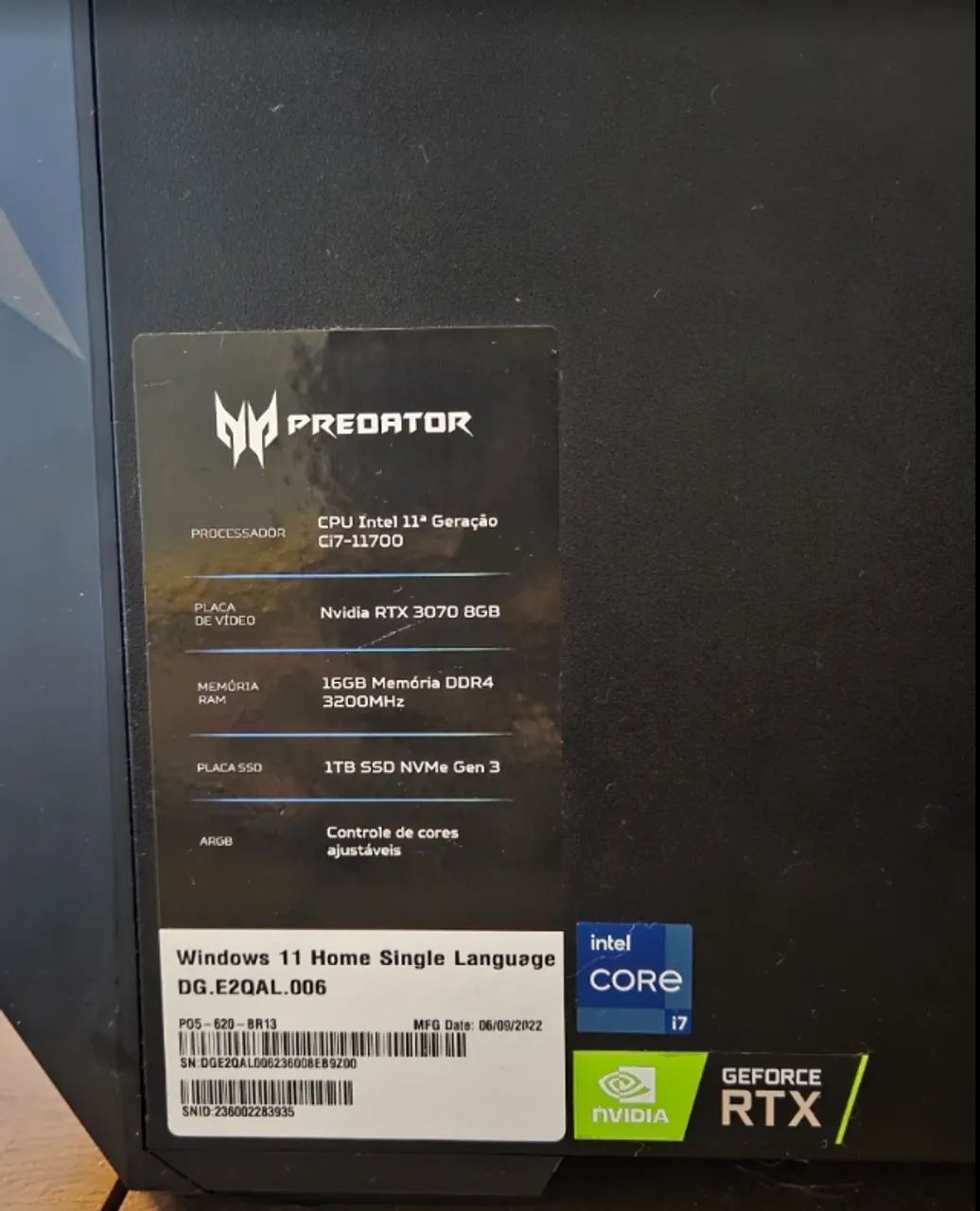 DESKTOP GAMER PREDATOR ORION 5000 PO5-620-BR13  - Foto 3