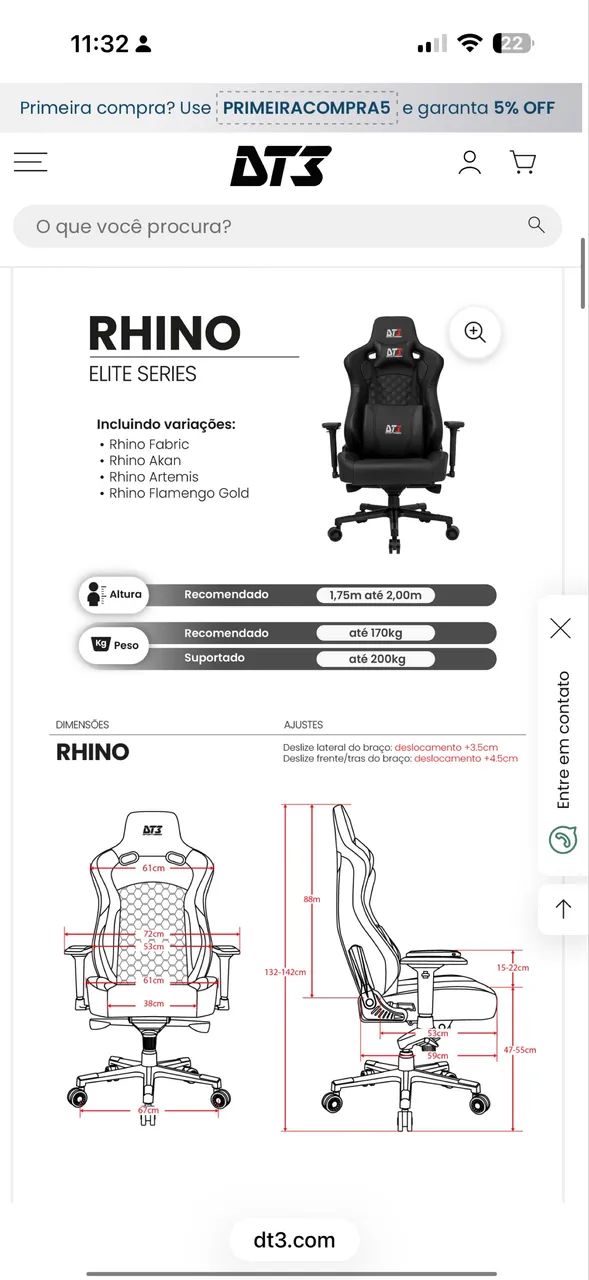Cadeira ergonômica DT3 Rhino - Foto 3